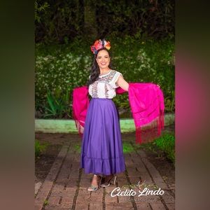 Mexican Folklorico Purple Doble Vuelo Skirt